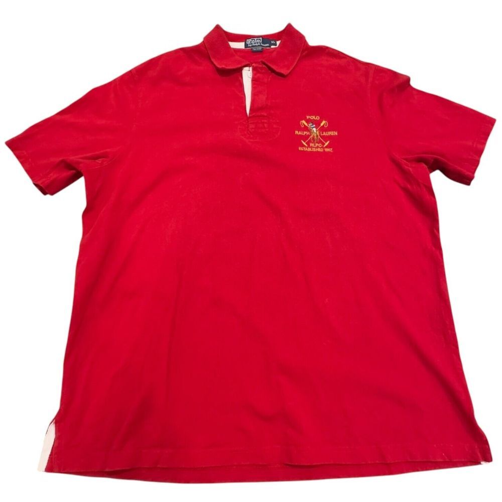 Polo Ralph Lauren RLPC Club Big Pony Men's Polo Shirt X-Large Orange Cotton Knit